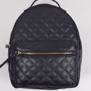 Black Leather Quilted Backpack